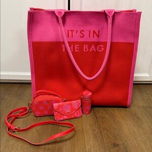 Kate Spade x Target Vibrant Pink and Red Tote Bag Set